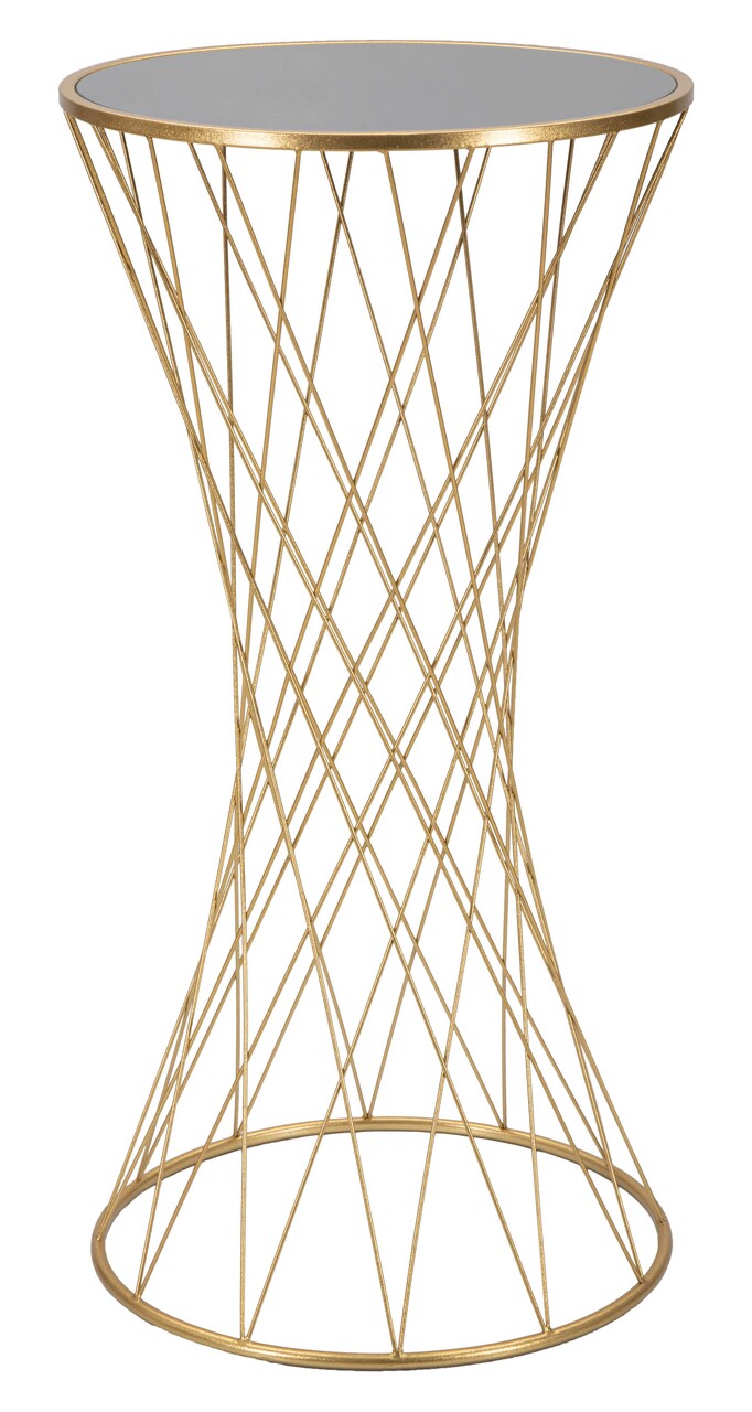 Masuta inalta, Tower New, Mauro Ferretti, Ø50 x 100 cm, fier/MDF/oglinda, auriu - imagine 7